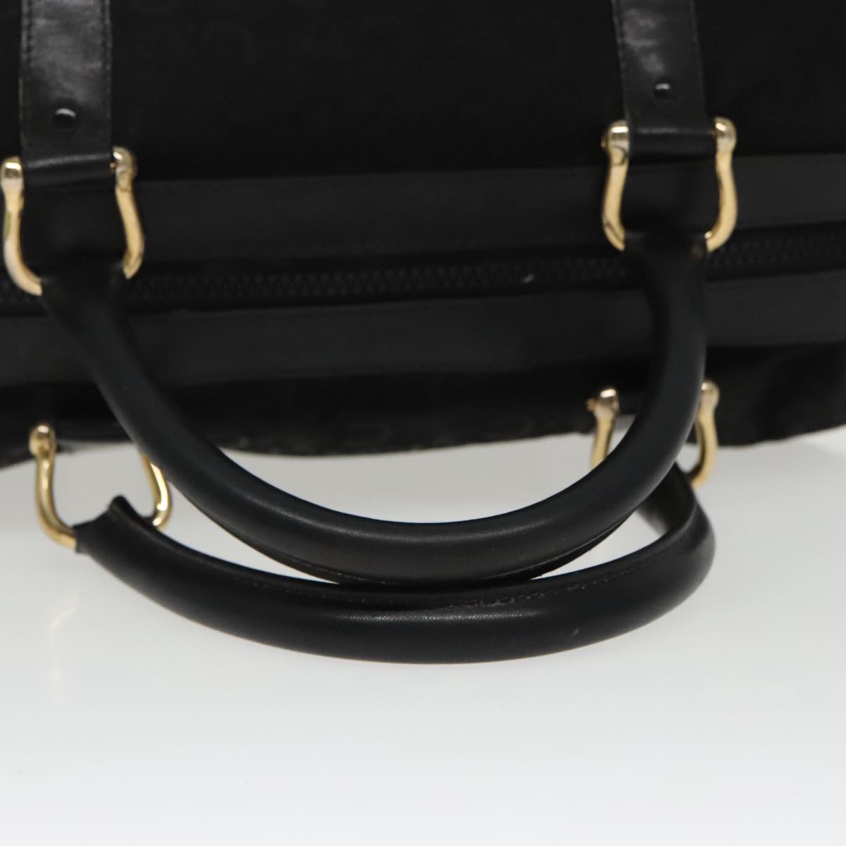 CELINE C Sulky Hand Bag Canvas Black Gold Auth 97637