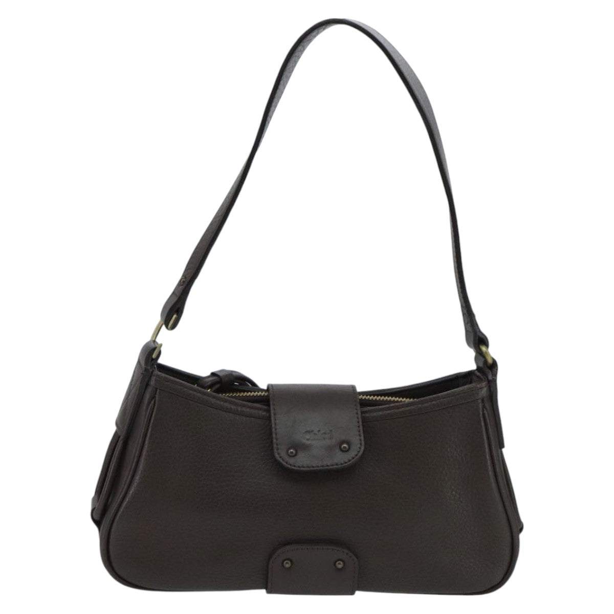 Chloe Shoulder Bag Leather Brown Auth 97651 - 0