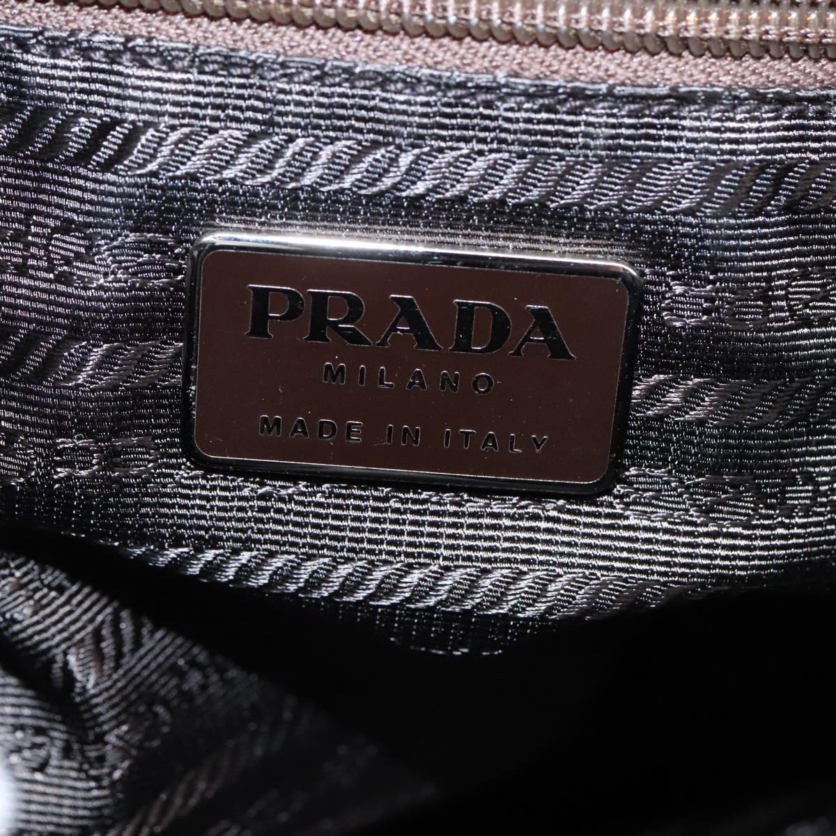 PRADA Hand Bag Nylon Khaki Silver Auth 97656