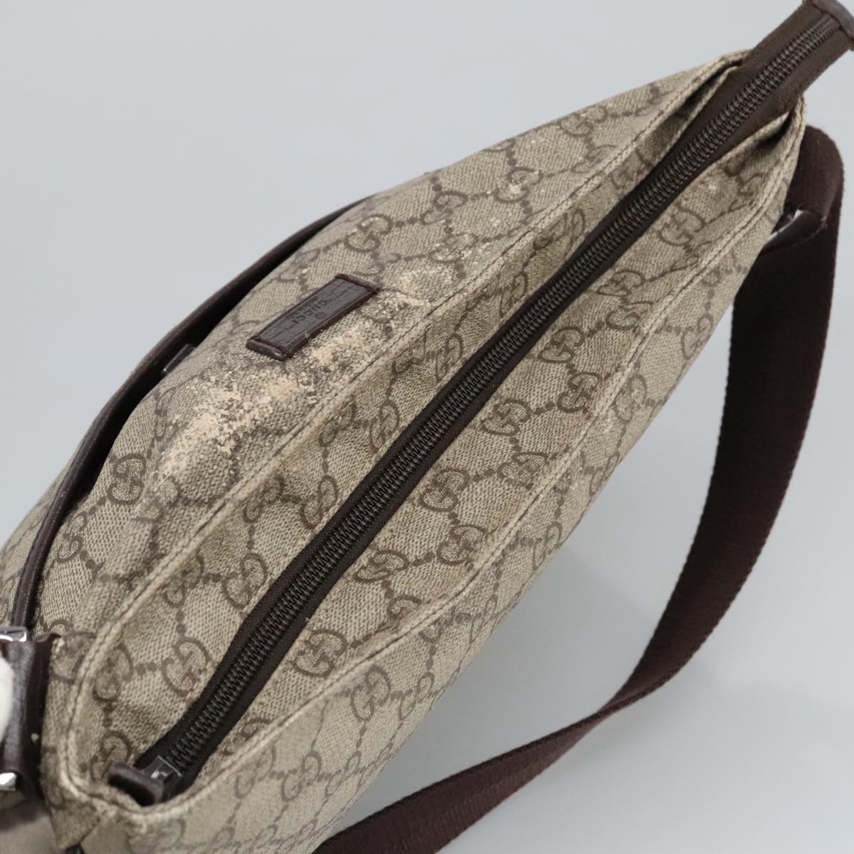 GUCCI GG Supreme Shoulder Bag PVC Beige Silver 141198 Auth 97670