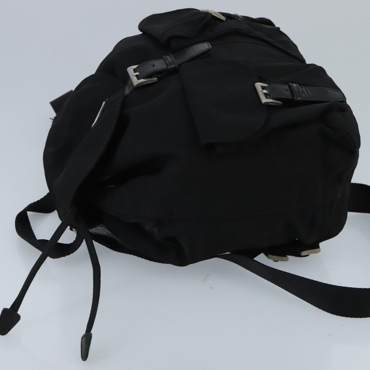 PRADA Backpack Nylon Black Silver Auth 97678