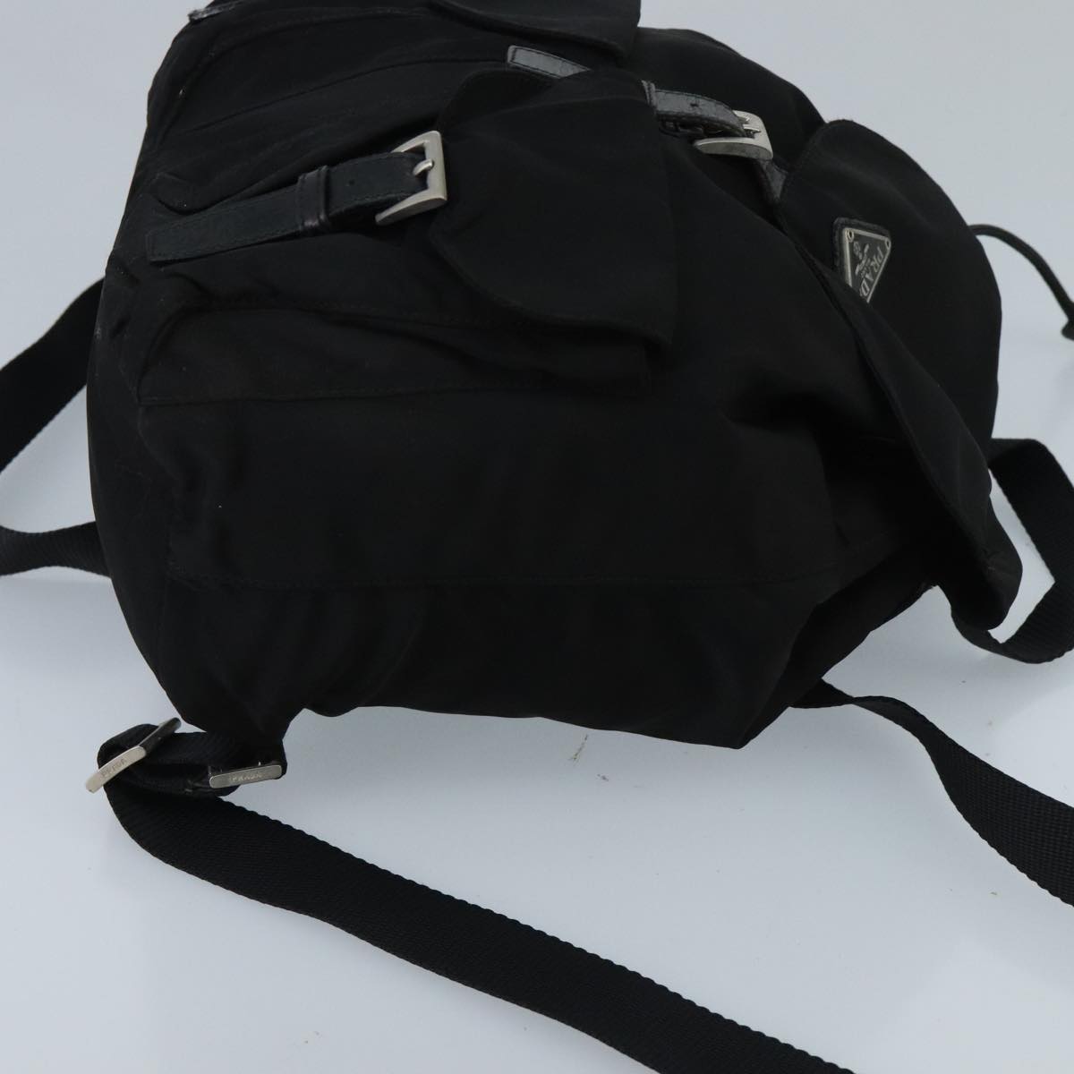 PRADA Backpack Nylon Black Silver Auth 97678