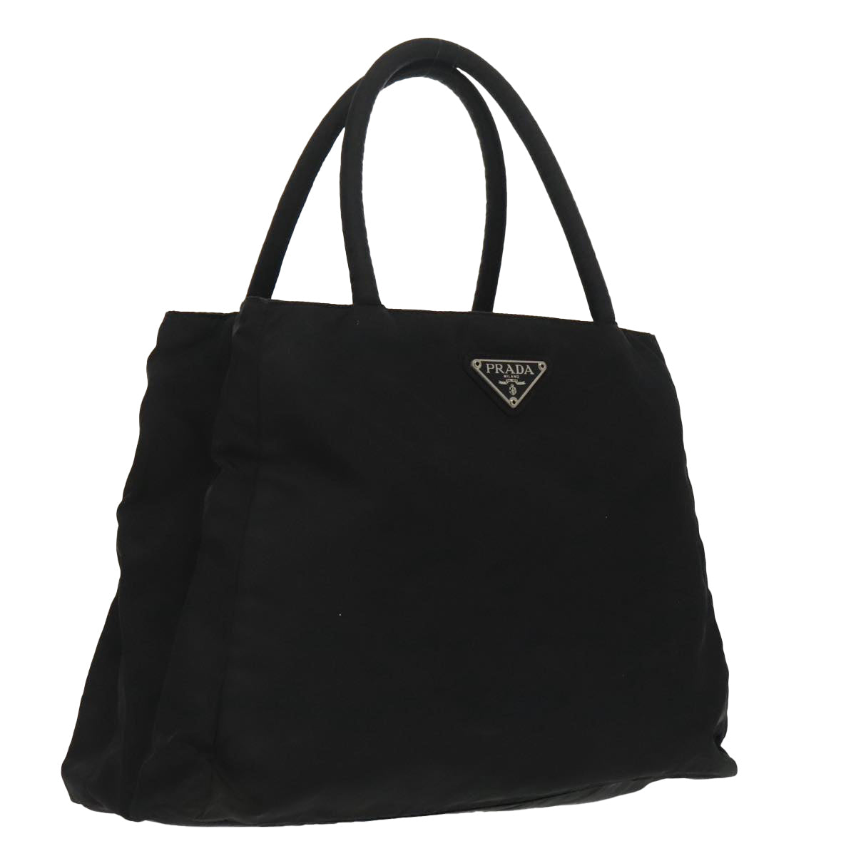 PRADA Hand Bag Nylon Black Silver Auth 97691