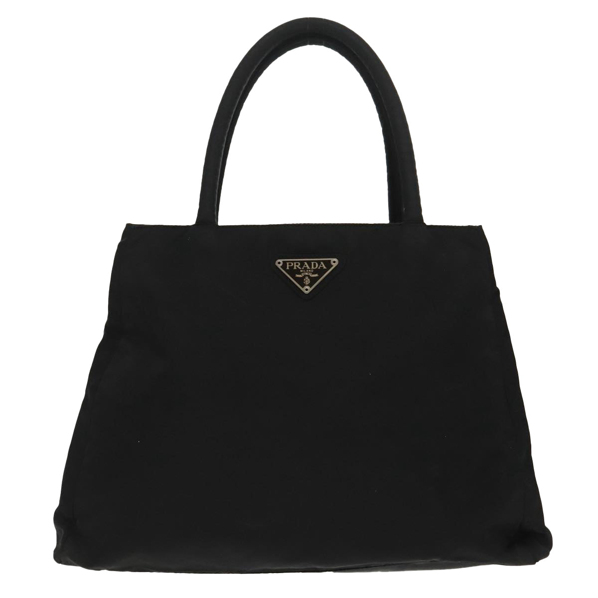 PRADA Hand Bag Nylon Black Silver Auth 97691