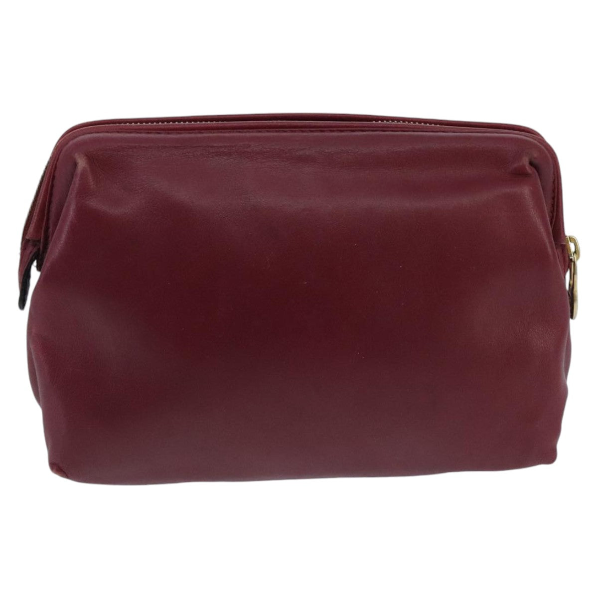 CELINE Pouch Leather Bordeaux Gold Auth 97693 - 0