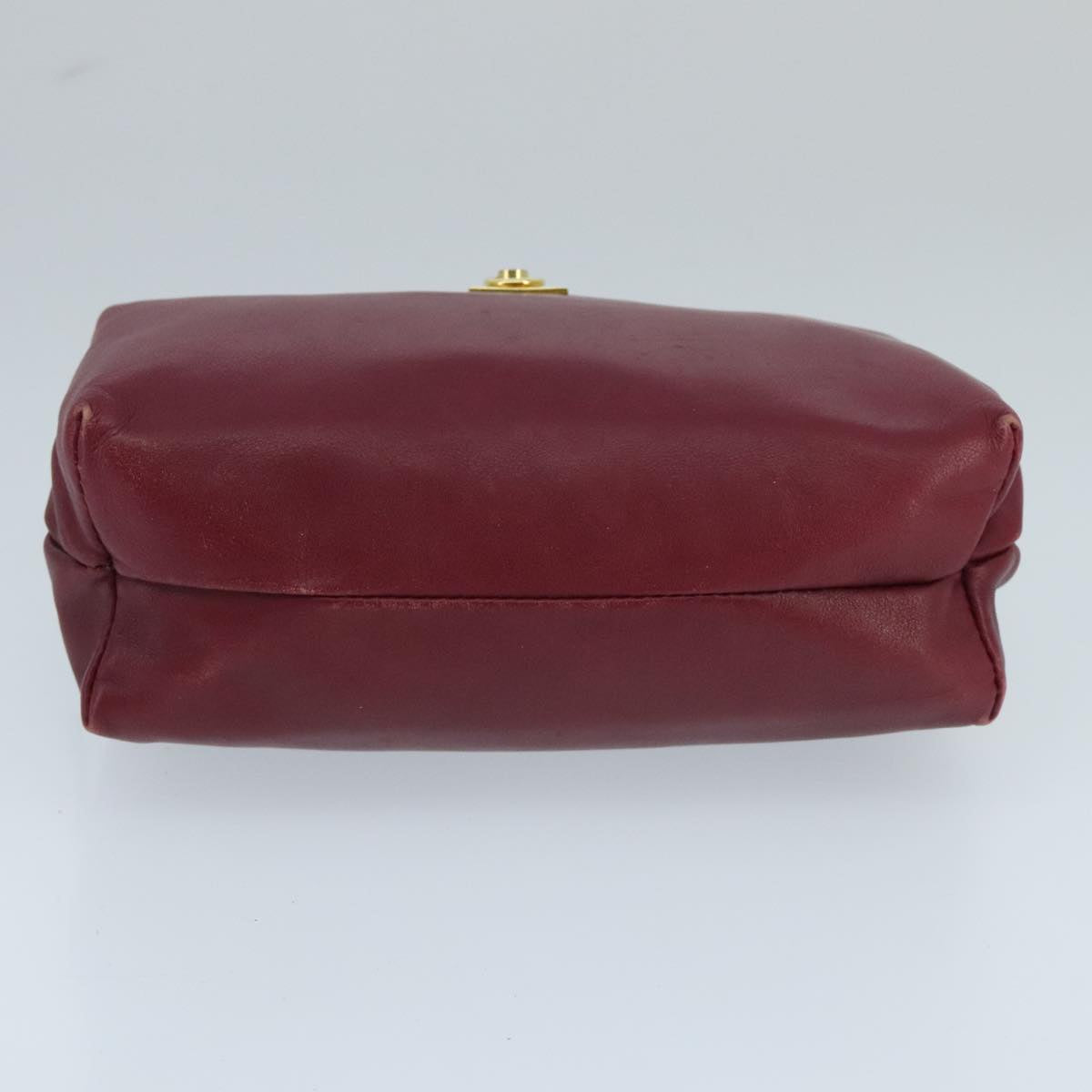 CELINE Pouch Leather Bordeaux Gold Auth 97693