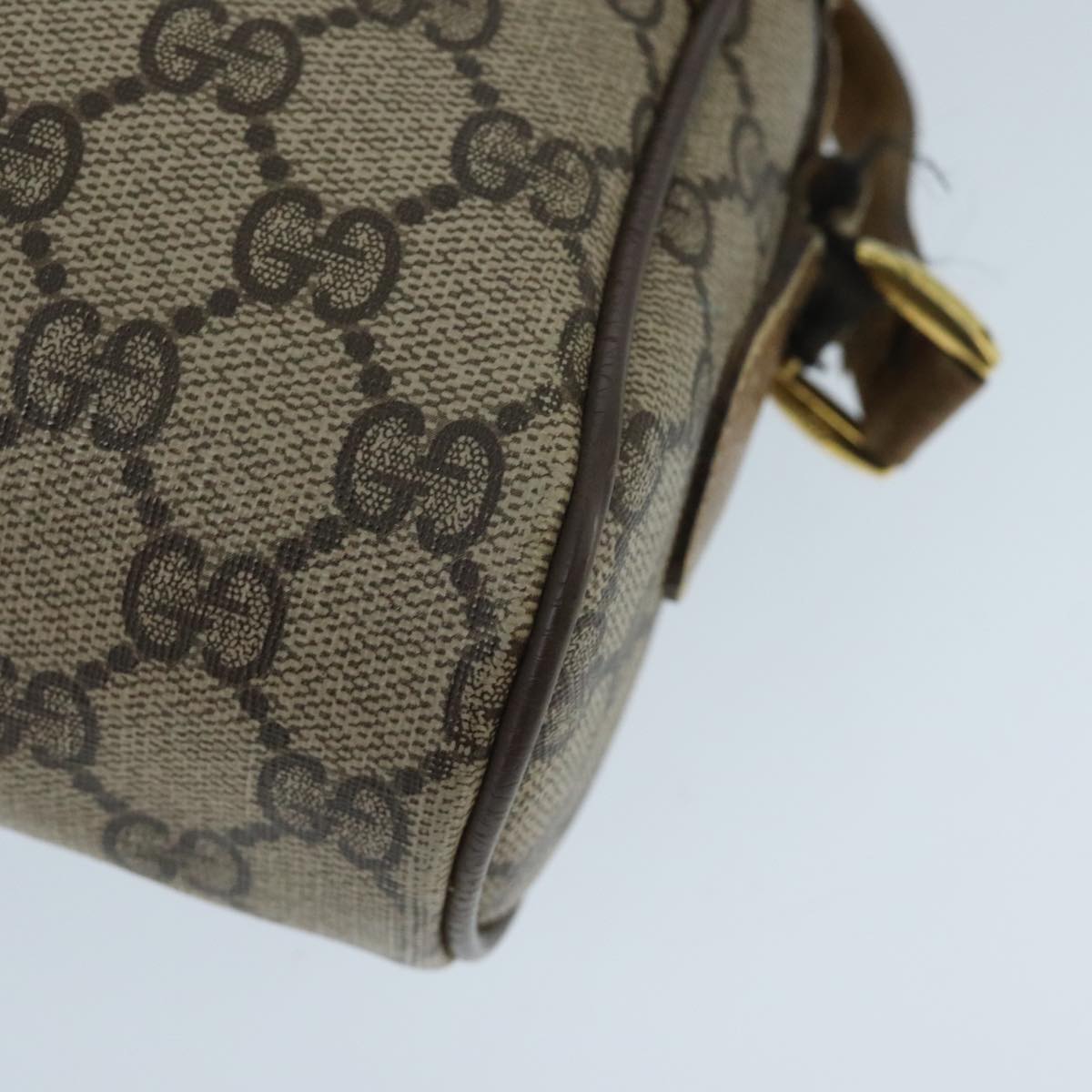 GUCCI GG Supreme Web Sherry Line Shoulder Bag PVC Beige Gold Auth 97699