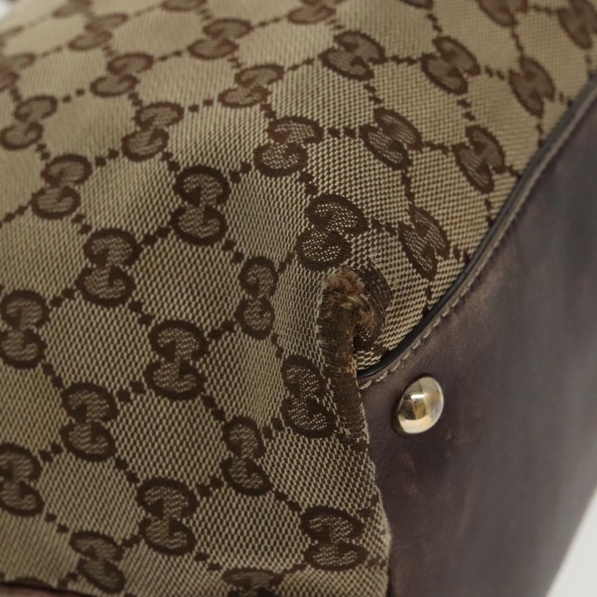 GUCCI GG Canvas Tote Bag Beige Gold 169946 Auth 97700