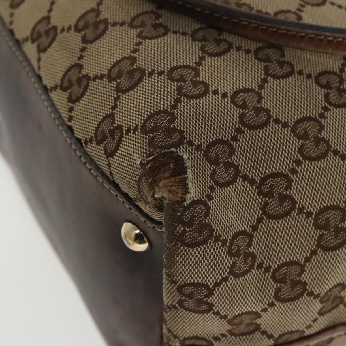 GUCCI GG Canvas Tote Bag Beige Gold 169946 Auth 97700