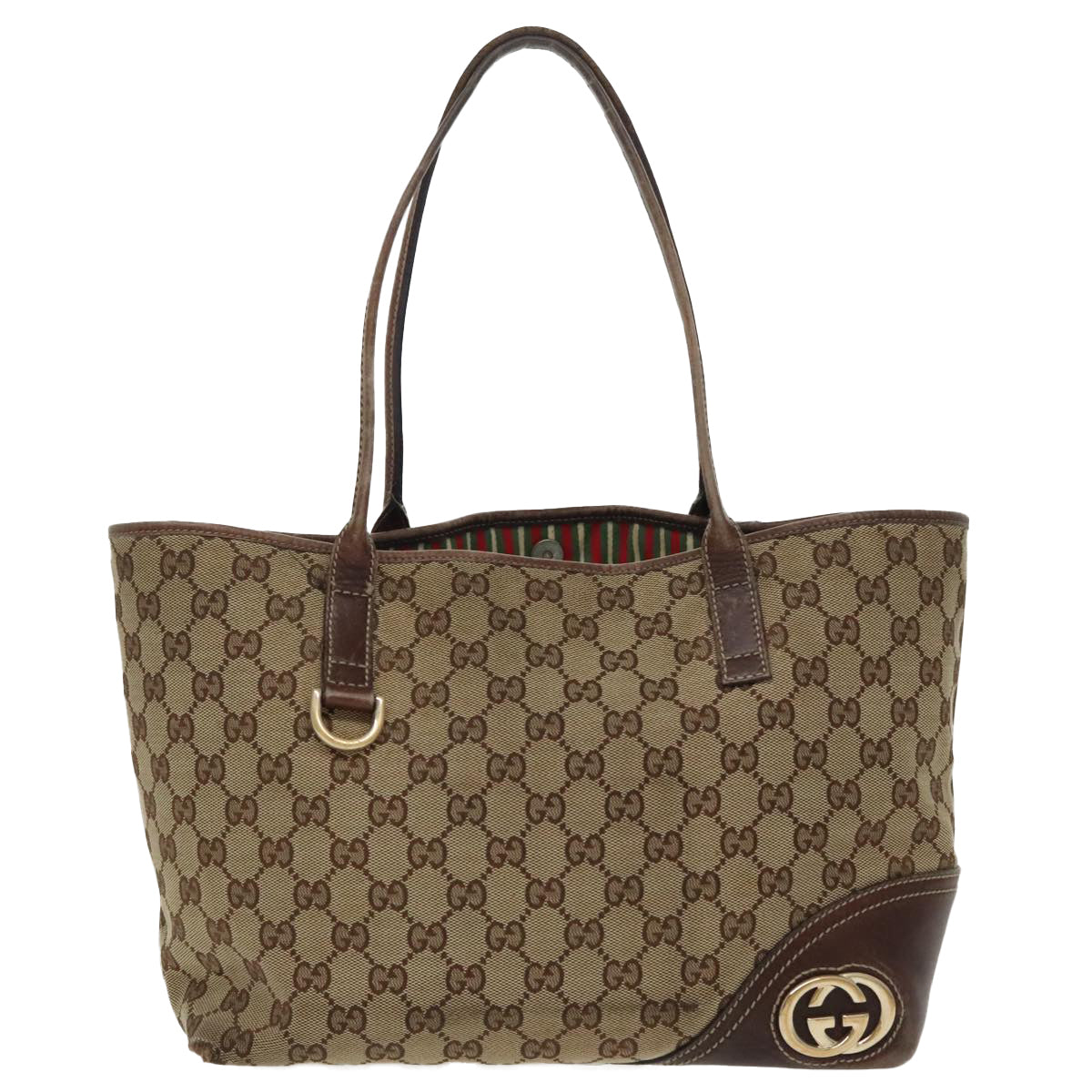 GUCCI GG Canvas Tote Bag Beige Gold 169946 Auth 97700