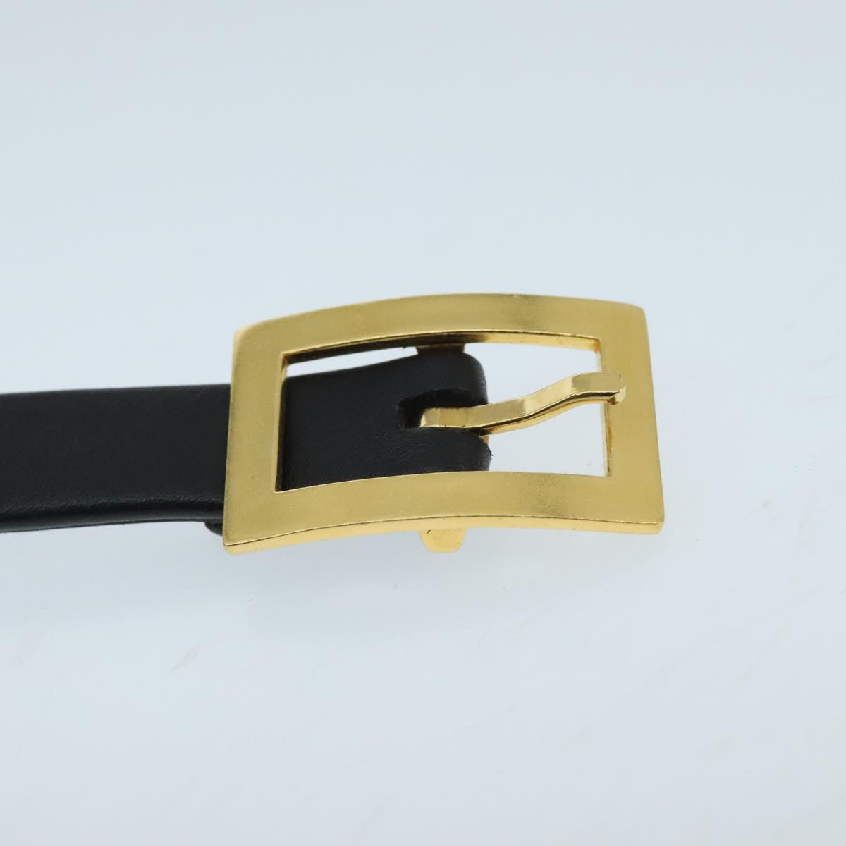 CHANEL COCO Mark Belt Leather 32.3"" Black Gold CC Auth 97714