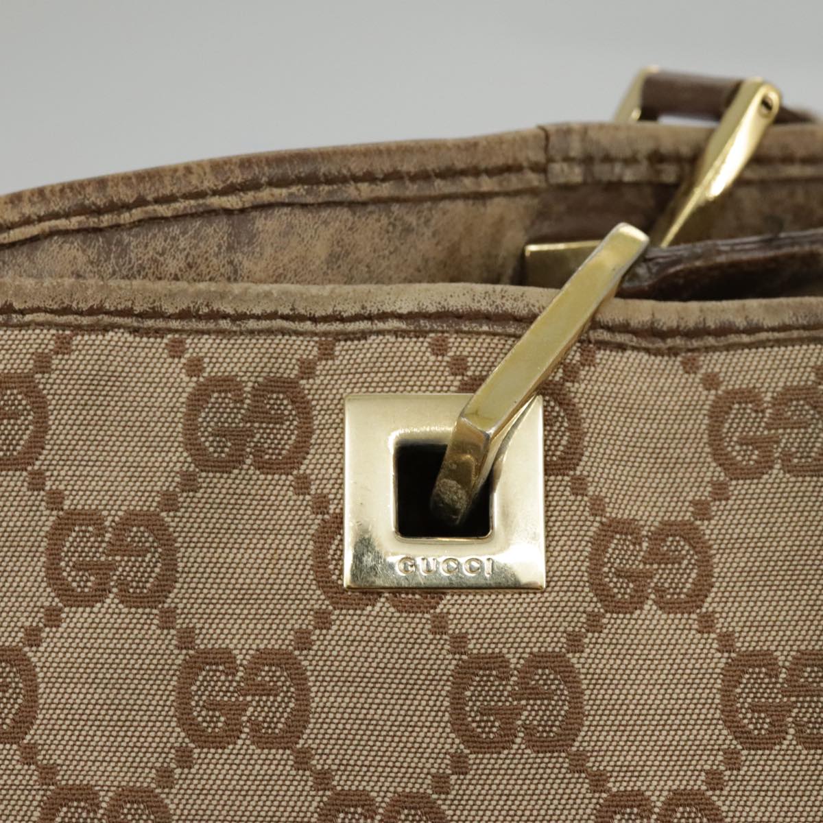 GUCCI GG Canvas Tote Bag Beige Gold 002 1098 3444 Auth 97723