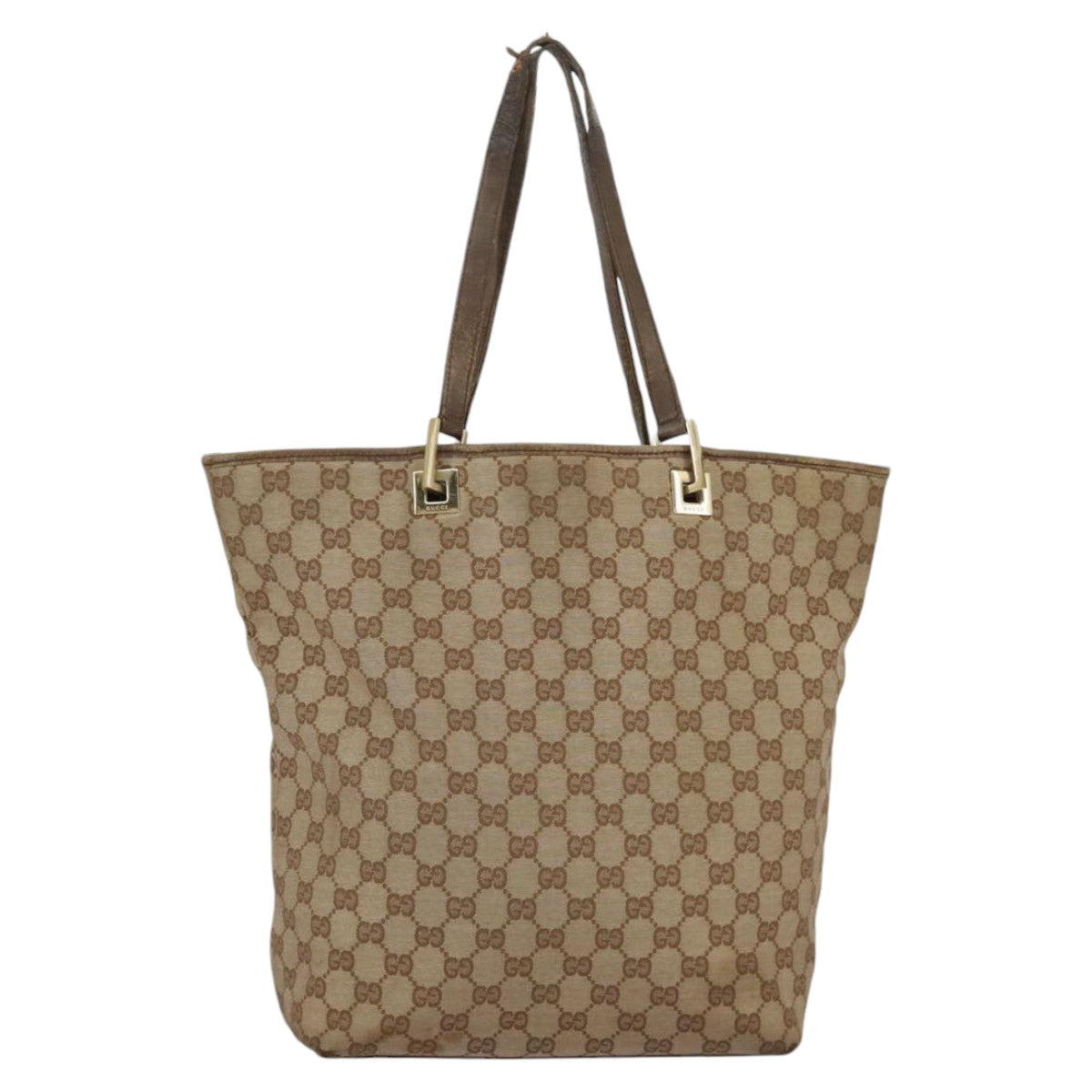 GUCCI GG Canvas Tote Bag Beige Gold 002 1098 3444 Auth 97723