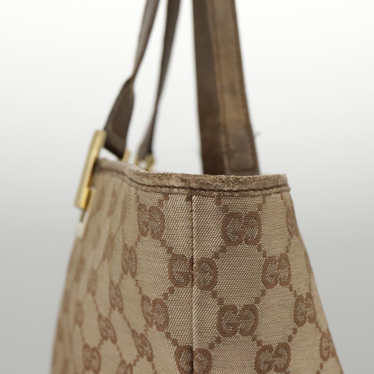 GUCCI GG Canvas Tote Bag Beige Gold 002 1098 3444 Auth 97723