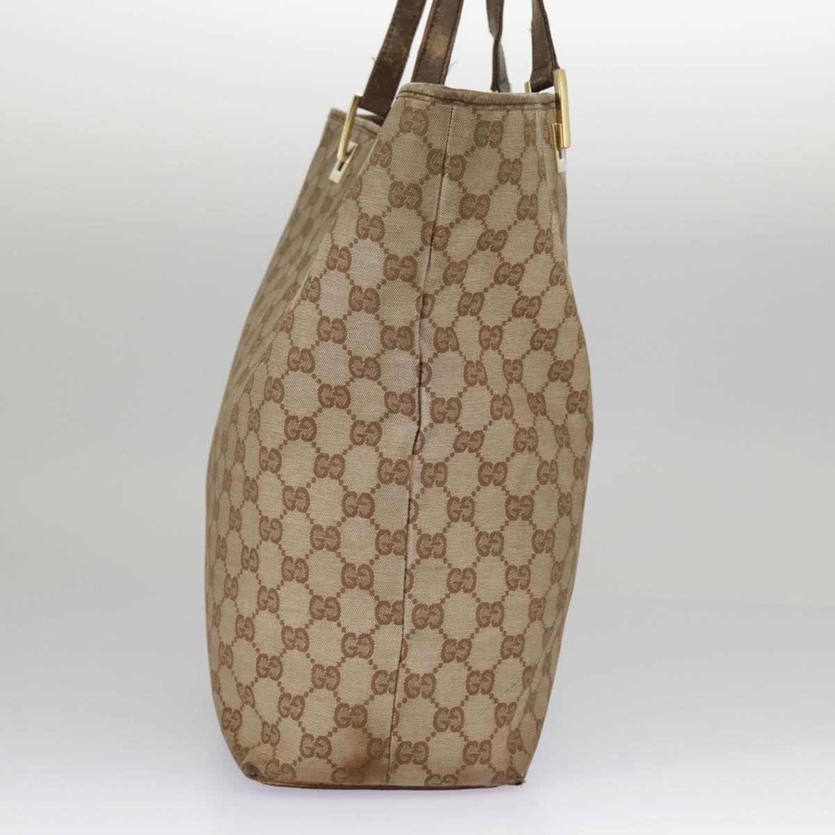 GUCCI GG Canvas Tote Bag Beige Gold 002 1098 3444 Auth 97723