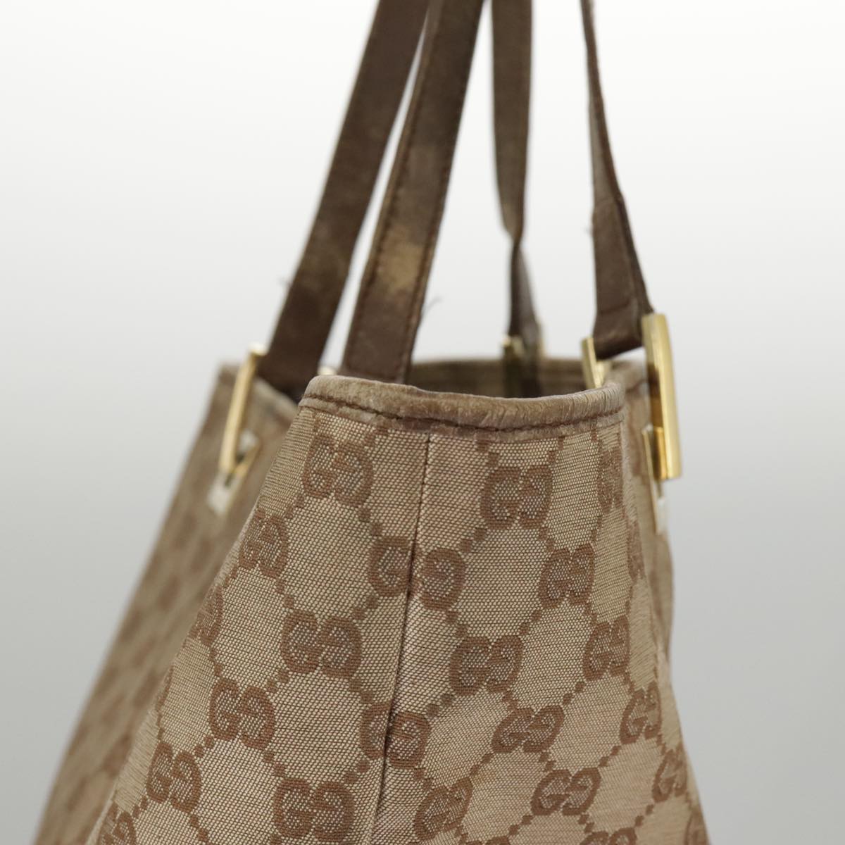 GUCCI GG Canvas Tote Bag Beige Gold 002 1098 3444 Auth 97723