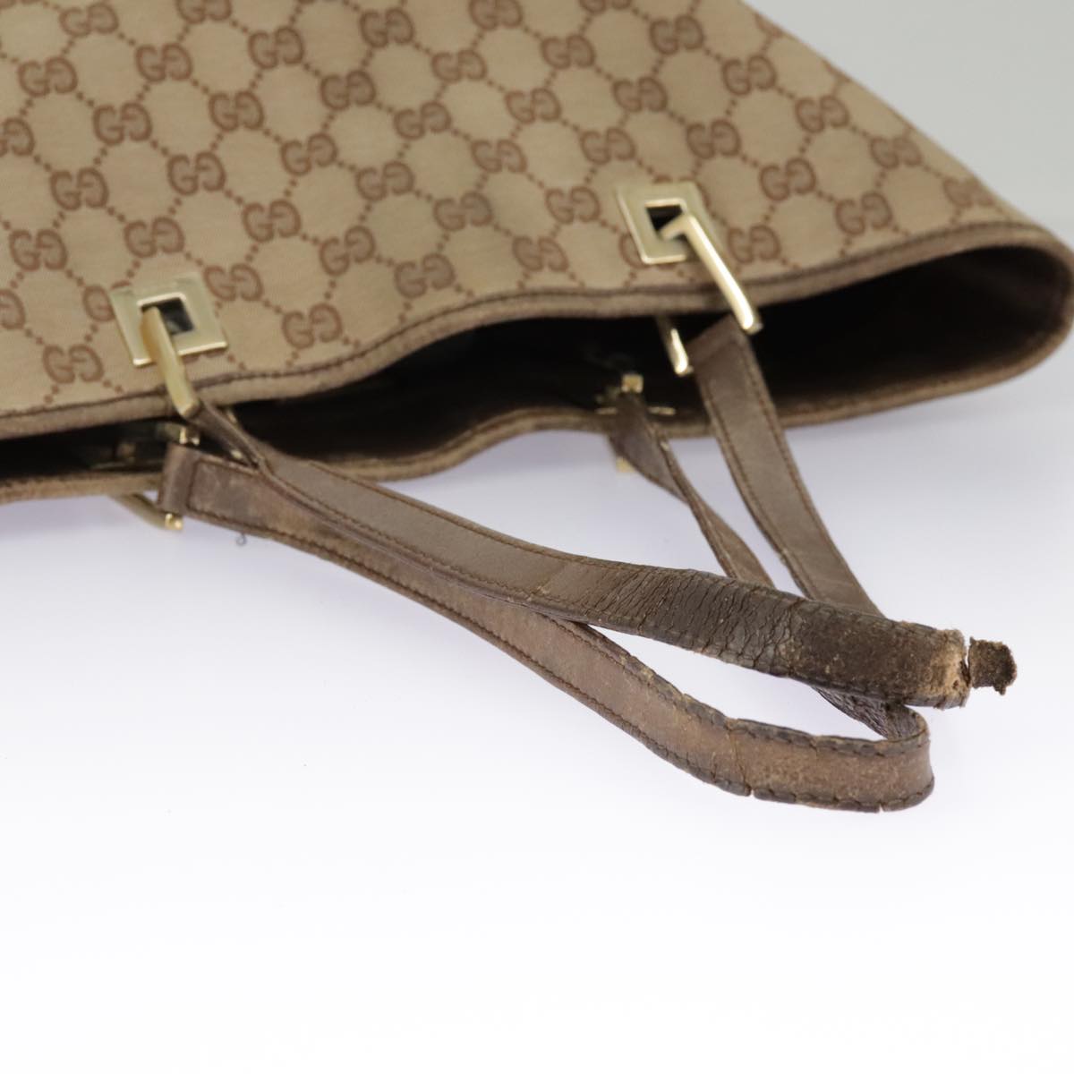 GUCCI GG Canvas Tote Bag Beige Gold 002 1098 3444 Auth 97723