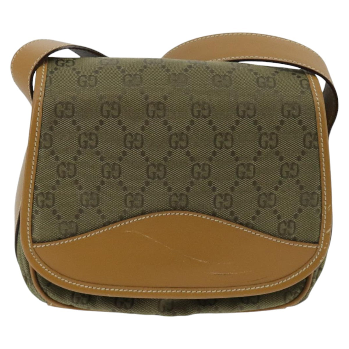 GUCCI GG Canvas Shoulder Bag Beige Gold Auth 97726 - 0