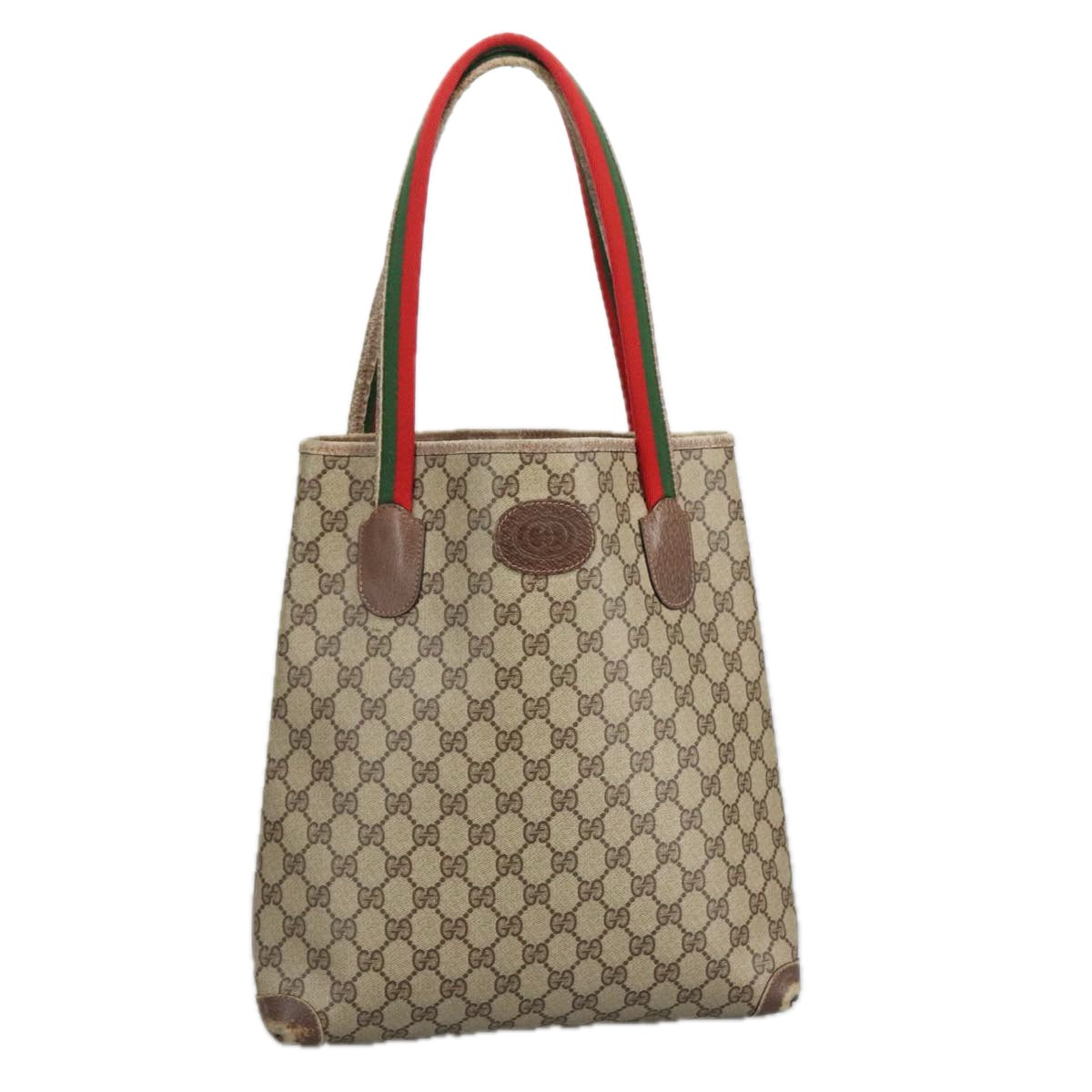 GUCCI GG Supreme Web Sherry Line Tote Bag PVC Beige Red 41 004 4465 Auth 97729