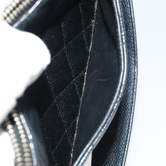 CHANEL Matelasse COCO Mark Chain Shoulder Bag Caviar Skin Black CC Auth 97733A