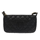 CHANEL Matelasse COCO Mark Chain Shoulder Bag Caviar Skin Black CC Auth 97733A-13