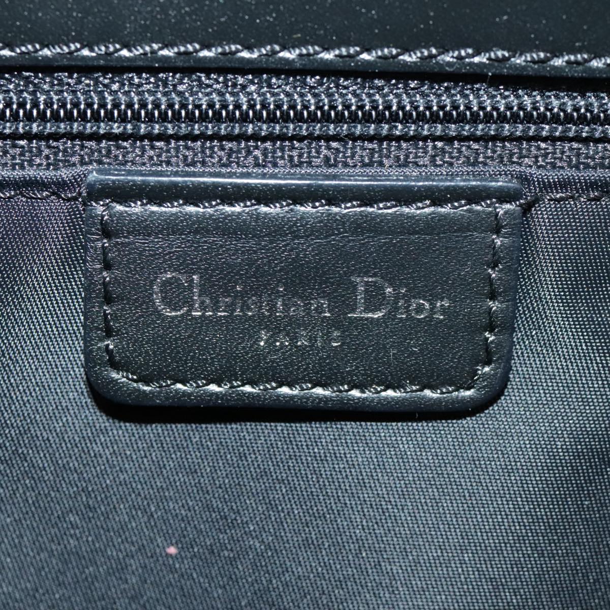 Christian Dior Trotter Canvas Hand Bag Black Silver Auth 97741A