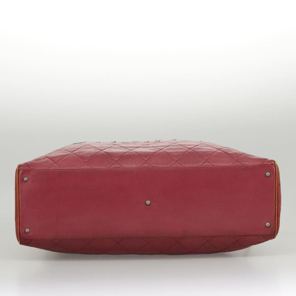 CHANEL Matelasse Boston Bag Caviar Skin Red CC Auth 97743