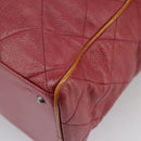 CHANEL Matelasse Boston Bag Caviar Skin Red CC Auth 97743-16