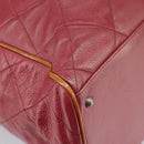 CHANEL Matelasse Boston Bag Caviar Skin Red CC Auth 97743-17
