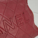 CHANEL Matelasse Boston Bag Caviar Skin Red CC Auth 97743-19