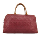 CHANEL Matelasse Boston Bag Caviar Skin Red CC Auth 97743-13