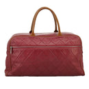 CHANEL Matelasse Boston Bag Caviar Skin Red CC Auth 97743-2