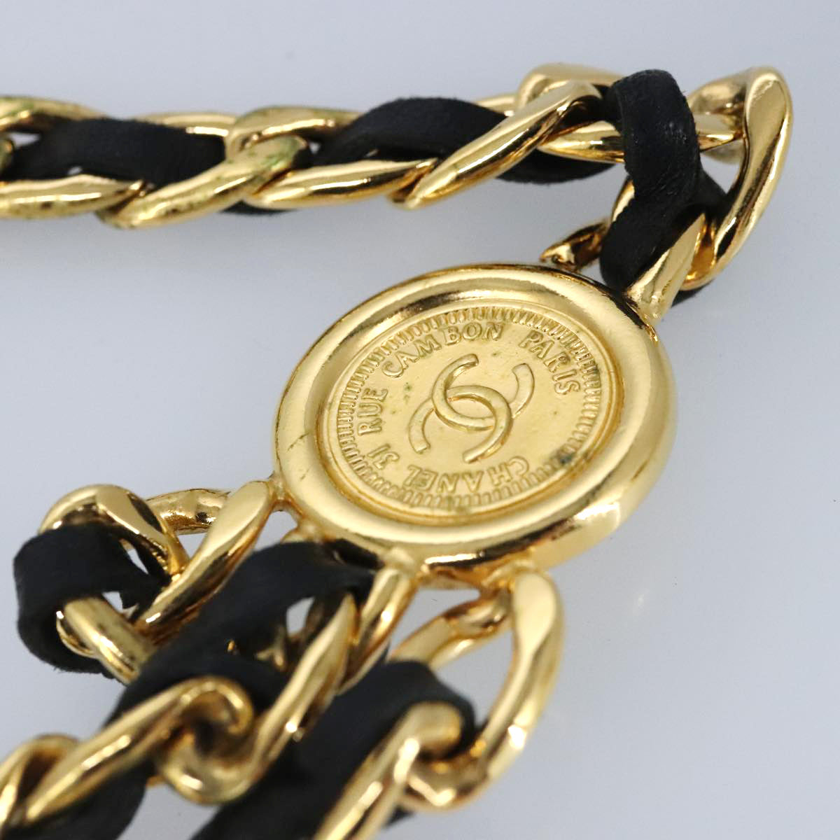 CHANEL Chain Belt metal 36.2"" Gold CC Auth 97747