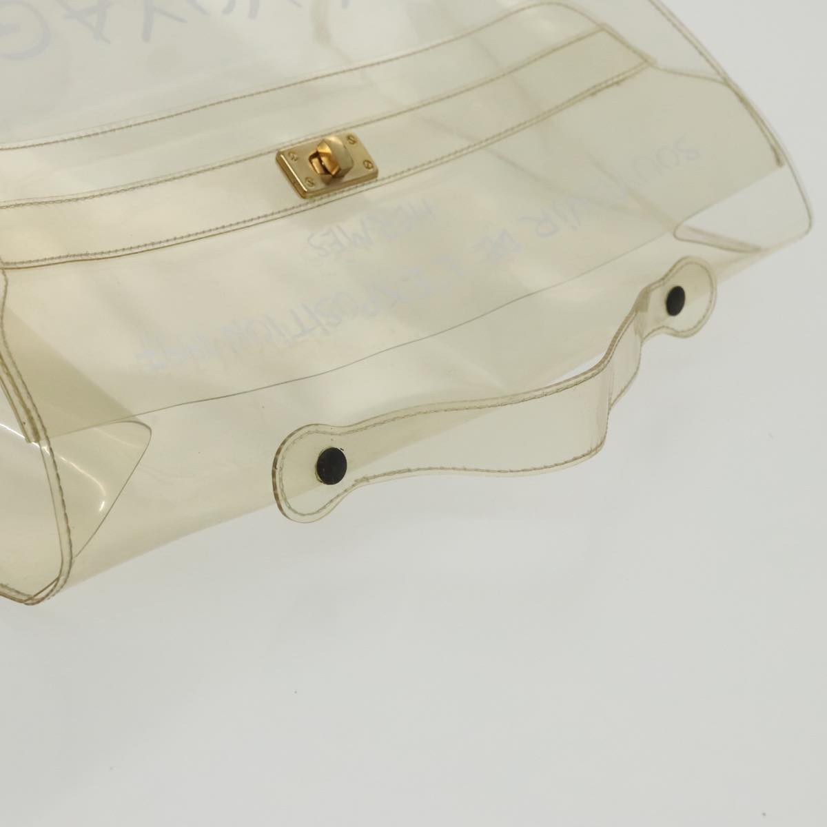 HERMES Vinyl Kelly Hand Bag Vinyl Clear Gold Auth 97751