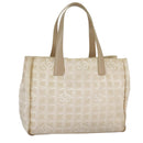 CHANEL New Travel line Tote Bag Nylon Beige Gold CC Auth 97753-1