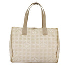 CHANEL New Travel line Tote Bag Nylon Beige Gold CC Auth 97753-2