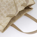 CHANEL New Travel line Tote Bag Nylon Beige Gold CC Auth 97753-7