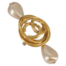 CHANEL COCO Mark Brooch metal Gold CC Auth 97757-1
