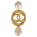 CHANEL COCO Mark Brooch metal Gold CC Auth 97757-2