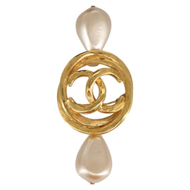 CHANEL COCO Mark Brooch metal Gold CC Auth 97757 - 0