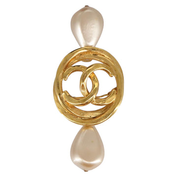CHANEL COCO Mark Brooch metal Gold CC Auth 97757 - 0