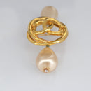 CHANEL COCO Mark Brooch metal Gold CC Auth 97757-8
