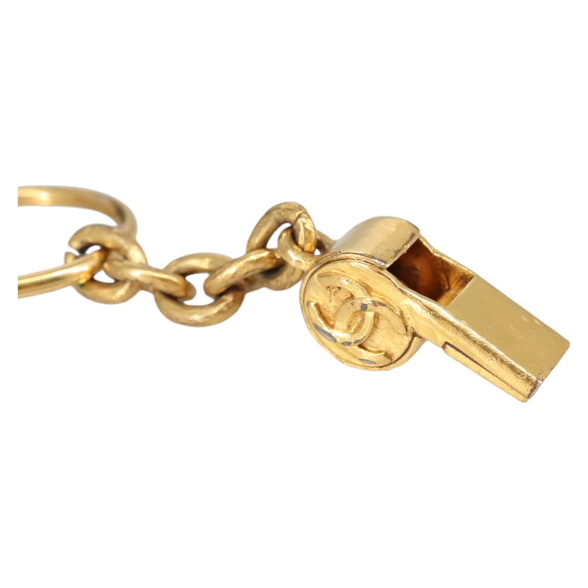 CHANEL Whistle Charm metal Gold CC Auth 97759