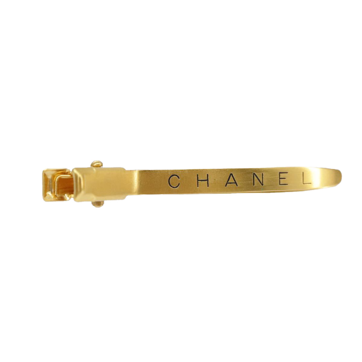 CHANEL Barrette metal Gold CC Auth 97761