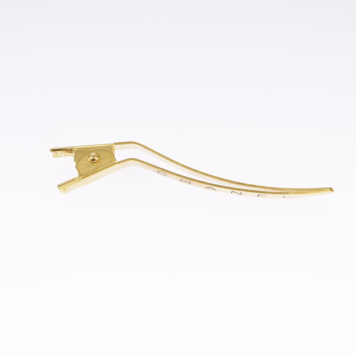 CHANEL Barrette metal Gold CC Auth 97761