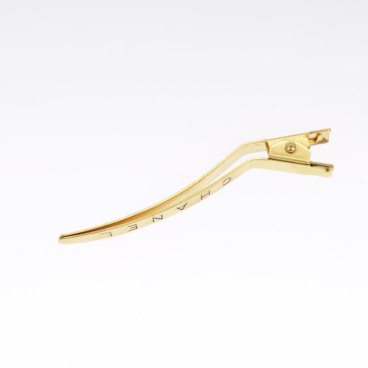 CHANEL Barrette metal Gold CC Auth 97761