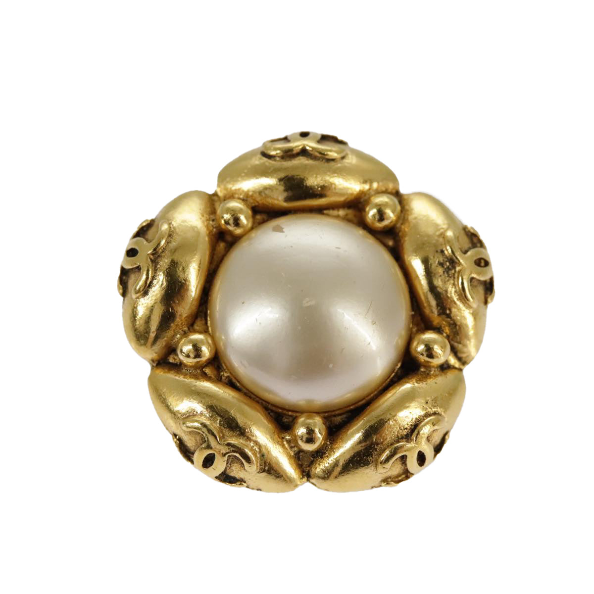 CHANEL Pearl Earring metal Gold CC Auth 97762 - 0