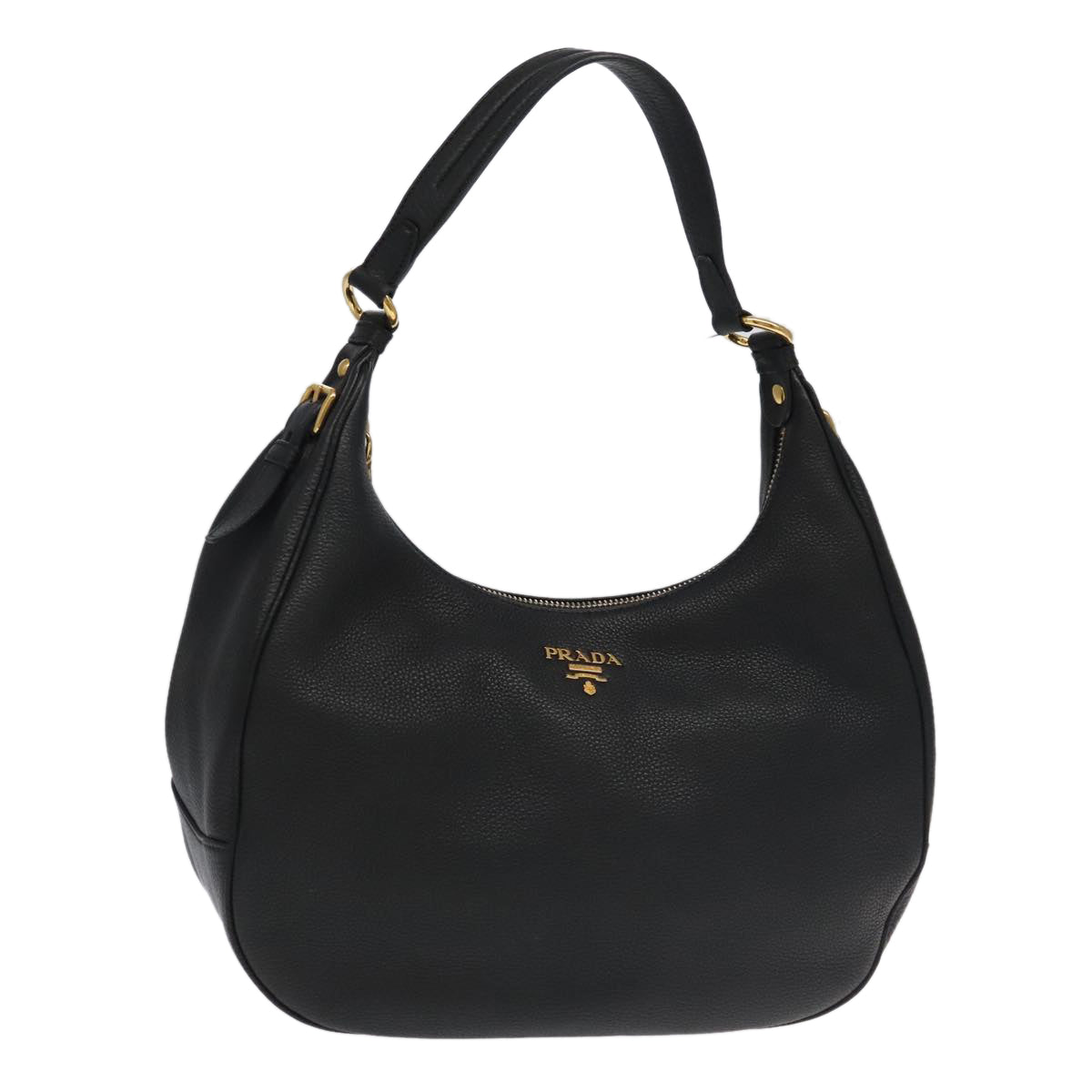 PRADA Shoulder Bag Leather Black Gold BR4311 Auth 97763A