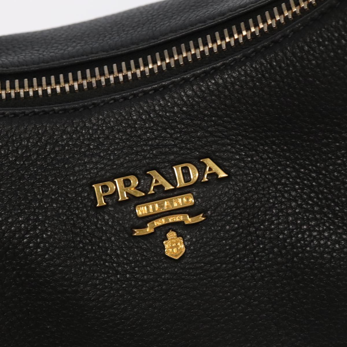 PRADA Shoulder Bag Leather Black Gold BR4311 Auth 97763A