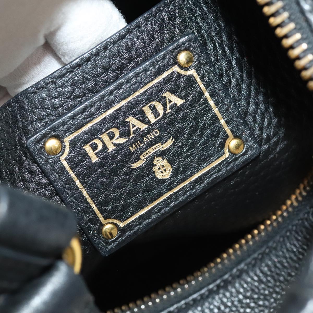 PRADA Shoulder Bag Leather Black Gold BR4311 Auth 97763A